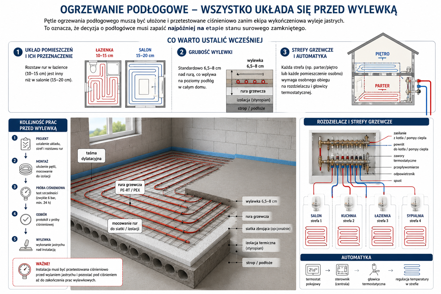 schemat ogrzewania podłogowego